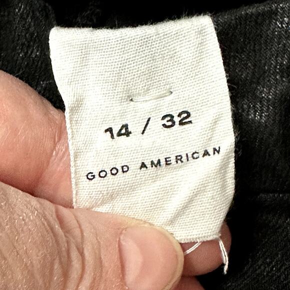 Good American 'Good Classic" Coated Skinnyish Fit Hi-Rise Black Women Size 14/32 - Picture 13 of 13